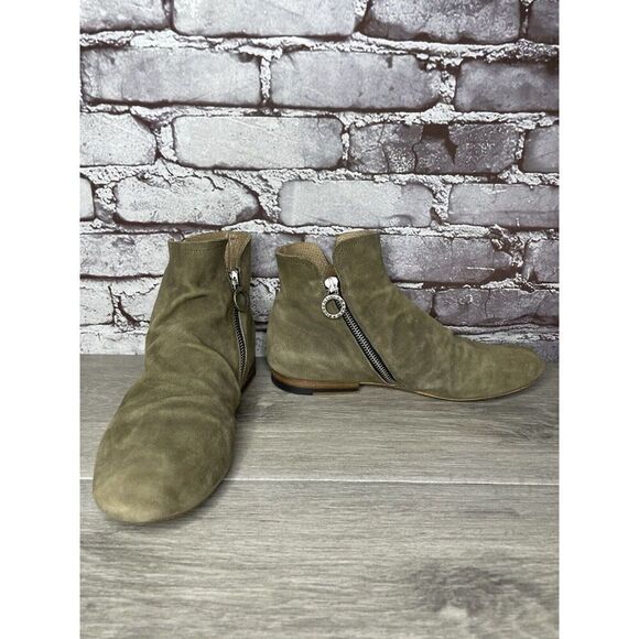 Fiorentini + Baker Goodyear Taupe Suede Side Zip Ankle Boots Women Sz 38.5EU/8M - Picture 3 of 16